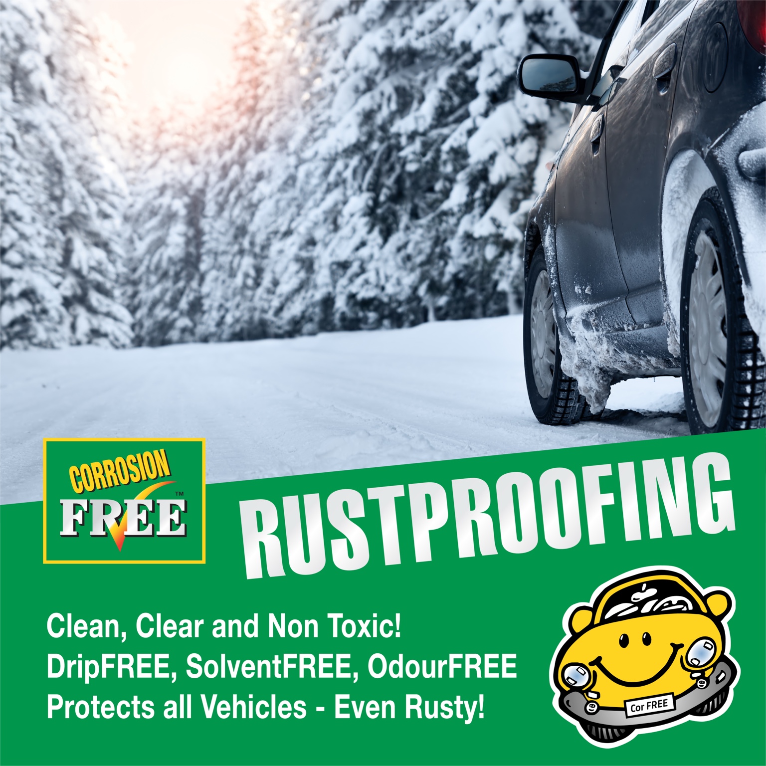 Corrosion Free rustproofing for vehicles in winter conditions